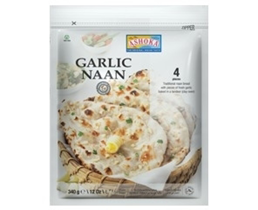 Ashoka Garlic Naan 340g (4 Pieces) (Frozen)