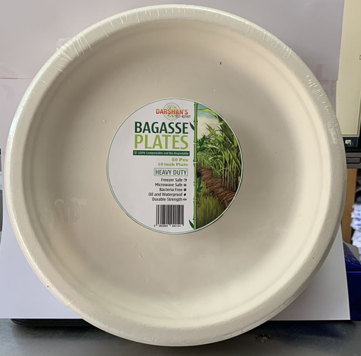 Bagasse Plates 10" 50Pcs