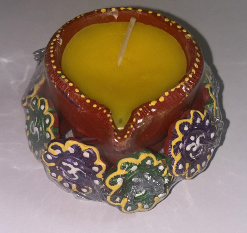 Wax Clay Diya with Stand Brown