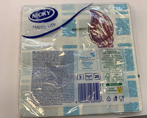 Picture of Nicky 3 Ply Happy Life Napkins 33x33cm