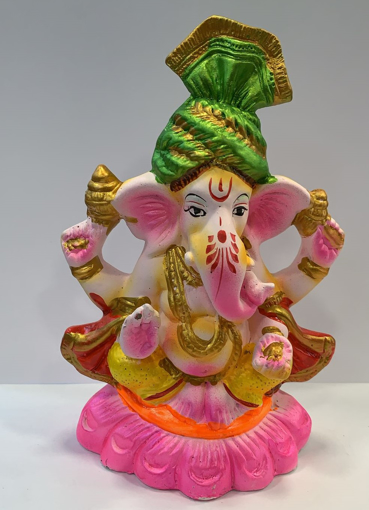 Picture of Lord Ganesh Idol with Green Pagh