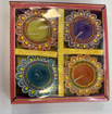 Multi Colour Diya with Wax Set of 4