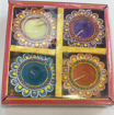 Multi Colour Diya with Wax Set of 4